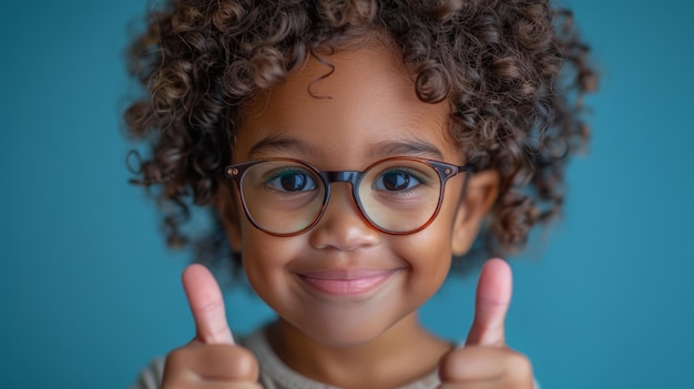 Happy Girl in Glasses Thumbs Up