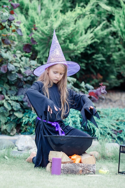 Happy girl in halloween costume