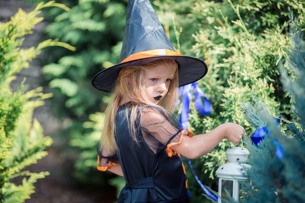 Happy girl in halloween costume