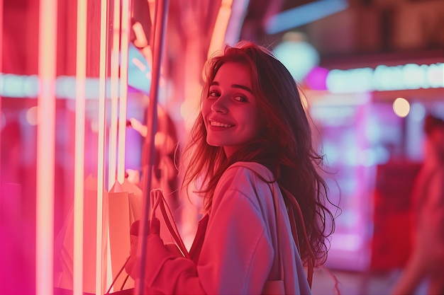 Happy Girl Holding a Shoe by a Rack