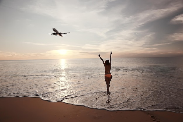 happy girl summer vacation / summer look, beautiful girl young leave happy facial expression