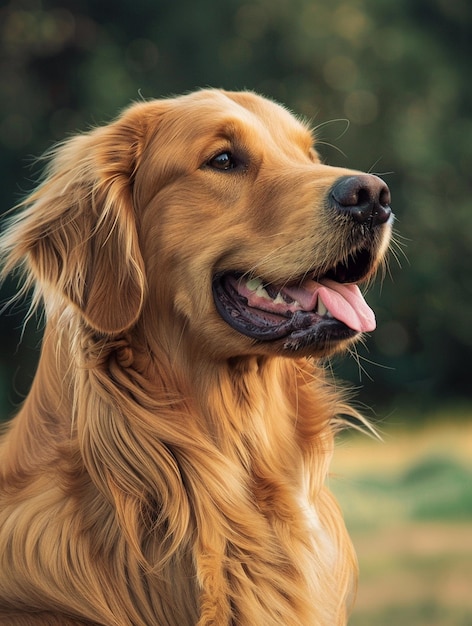 Happy Golden Retriever in Nature Dog Portrait Outdoors