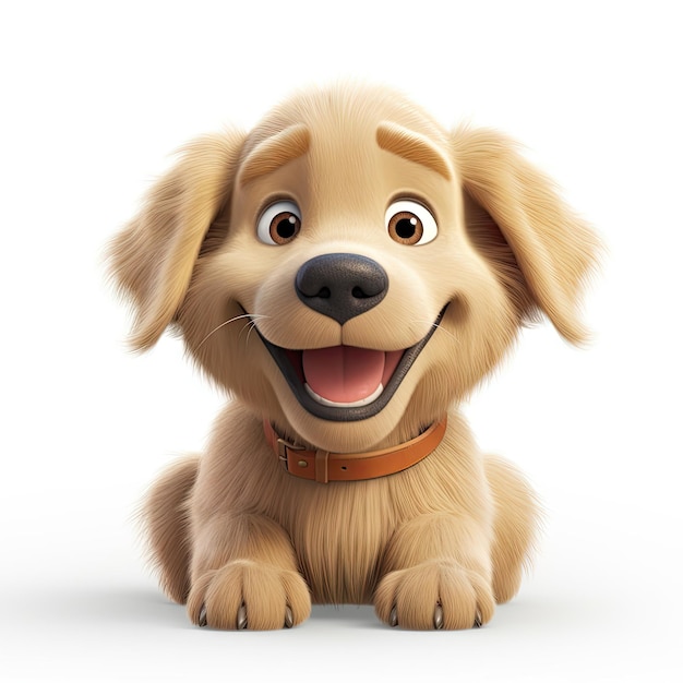 Happy Golden Retriever with Adorable Smile in Pixar Style