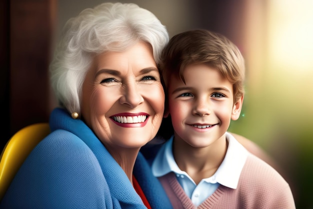 Happy grandmother with a boy child