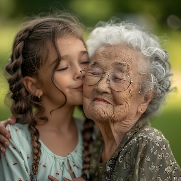 Photo happy grandparents day celebration post with grandmother and grandchildren grandmother celebrate