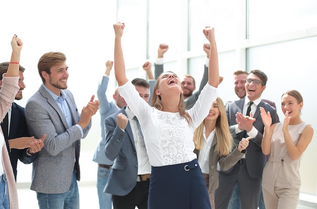 Happy group of creative young business people