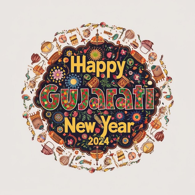 Photo happy gujarati new year design illustration