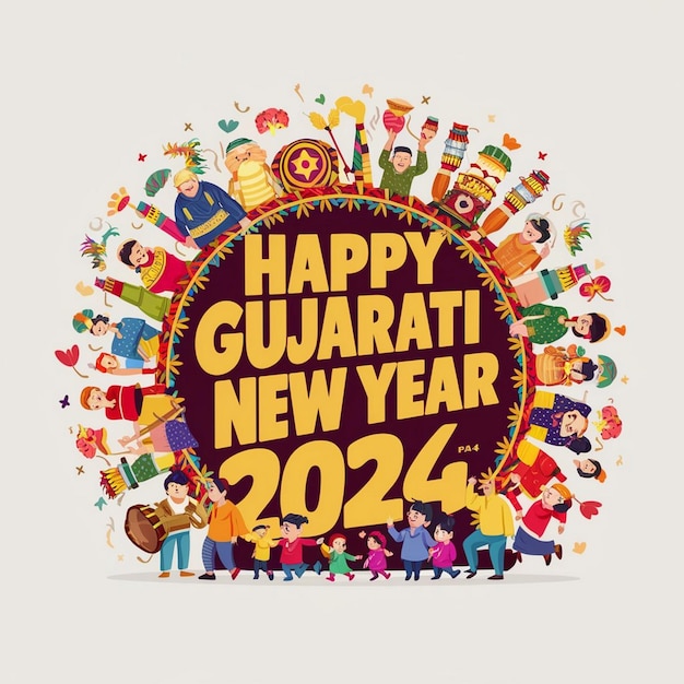 Photo happy gujarati new year design illustration