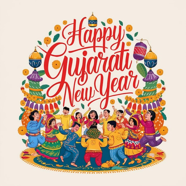 Photo happy gujarati new year design illustration