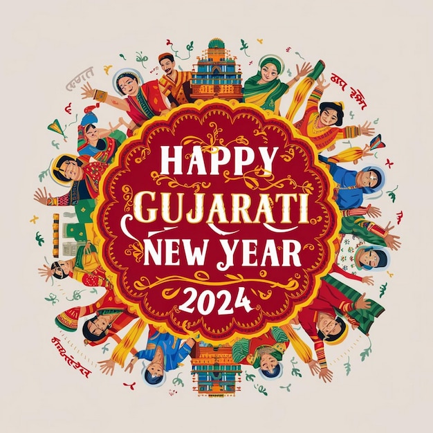 Happy Gujarati New Year Design Illustration