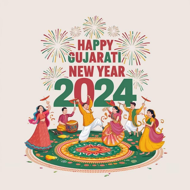 Photo happy gujarati new year design illustration