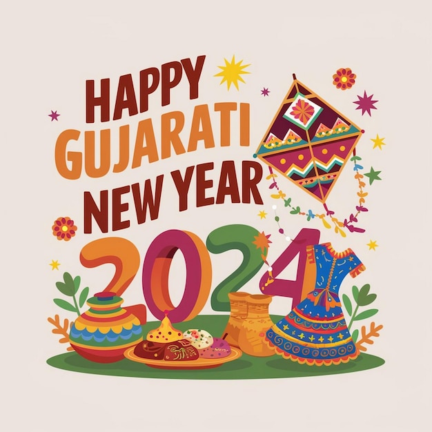 Photo happy gujarati new year design illustration