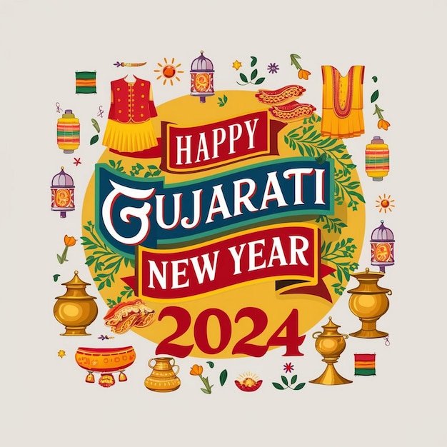 Photo happy gujarati new year design illustration