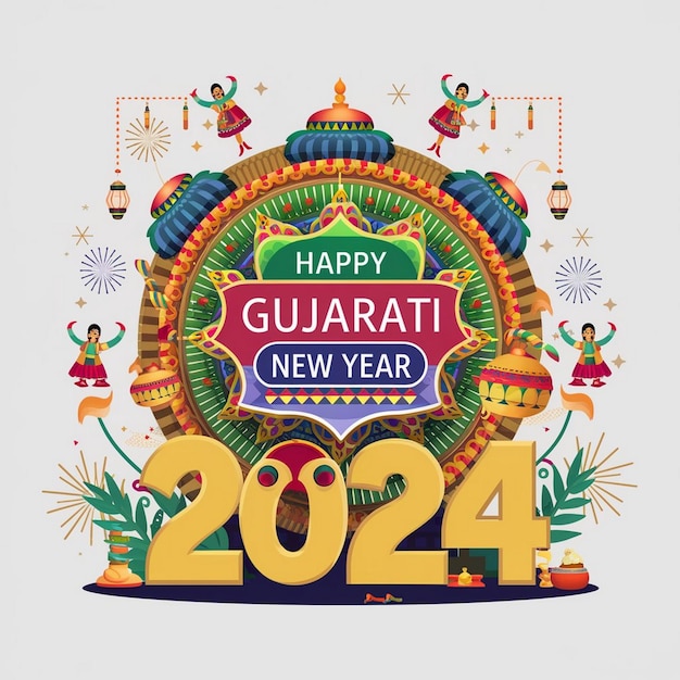 Happy Gujarati New Year Design Illustration