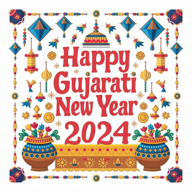 Photo happy gujarati new year design illustration