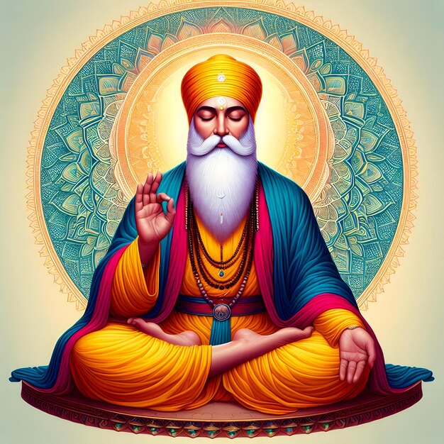 Happy Guru Nanak jayanti greeting card background Guru Nanak Jayanti festival of Sikh guru nanak