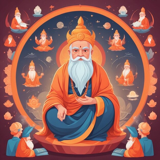 Photo happy guru purnima illustration background