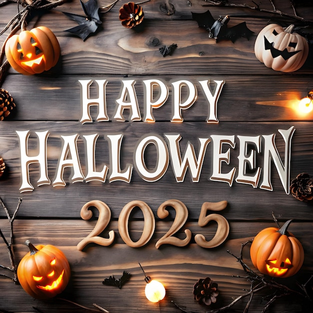 Photo happy halloween 2025 text design add halloween