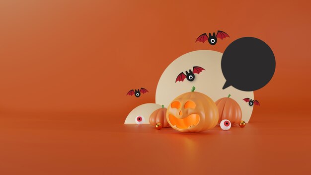 Happy halloween background space for text 3D illustration