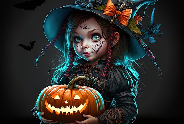 Happy Halloween costumed girl