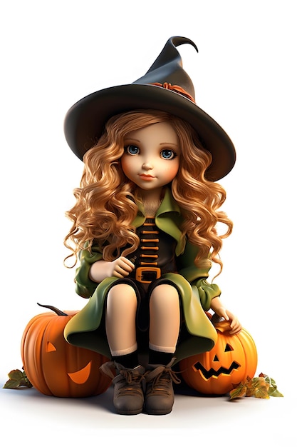 Happy Halloween Cute witch isolated