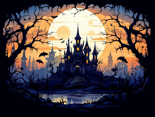 Happy Halloween in dark night city background