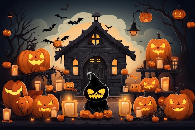 Happy halloween decoration scene trick or treat Generated AI