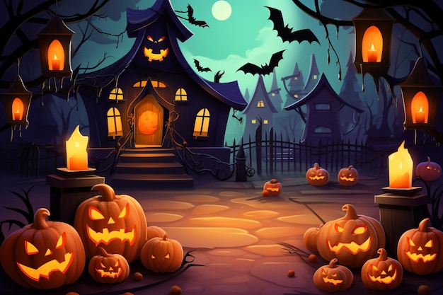 Happy halloween decoration scene trick or treat Generated AI