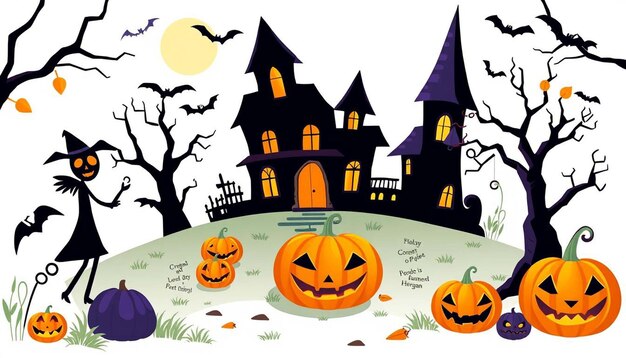 Happy Halloween event illustration white background