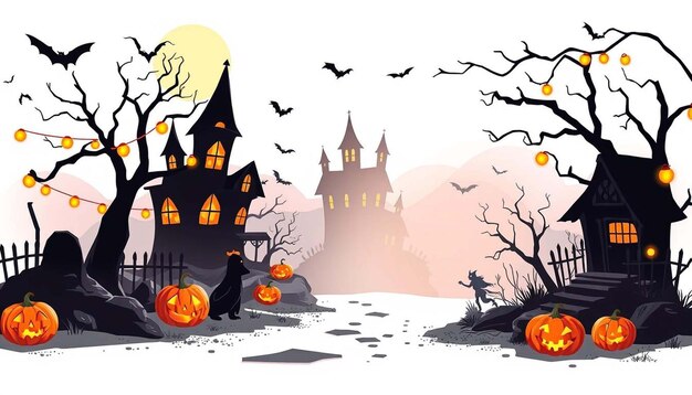 Happy Halloween event illustration white background