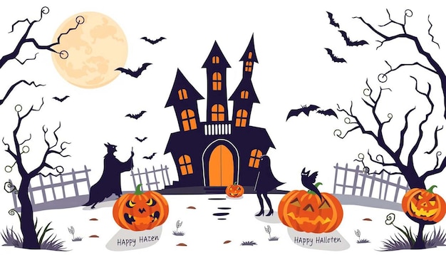 Happy Halloween event illustration white background