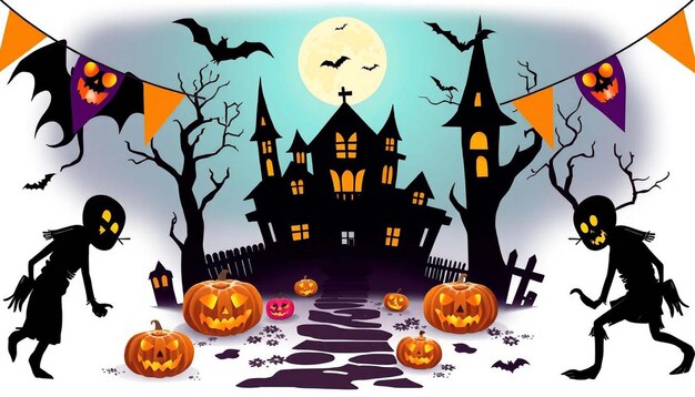 Happy Halloween event illustration white background