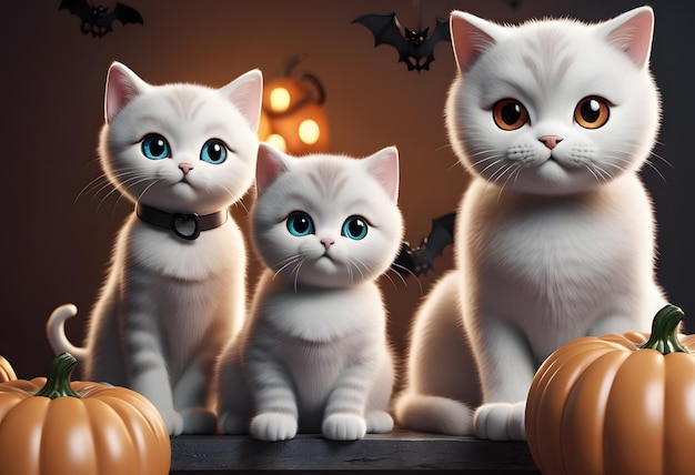 Happy halloween holiday background with cute ghos