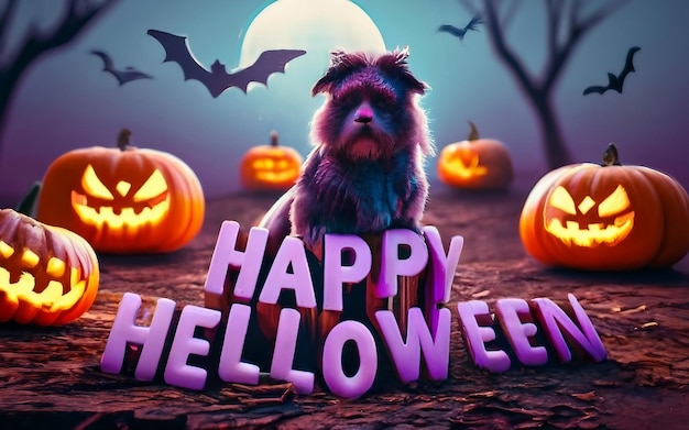 happy halloween lettering concept with halloween background generated by AI