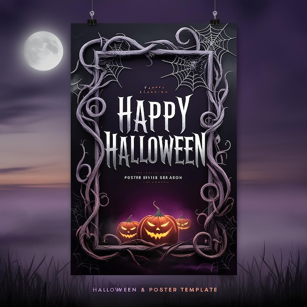 Photo happy halloween lettering and pumpkins greeting cards posters banners flyers and invitations ha