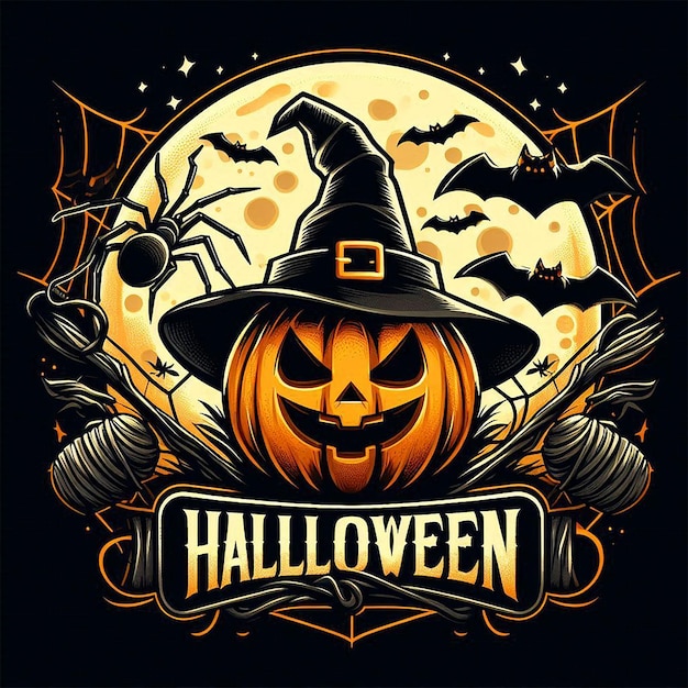 Happy Halloween logo design concept