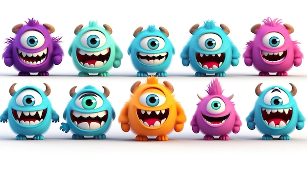 Happy Halloween Monster colorful 3d set Cute kawai