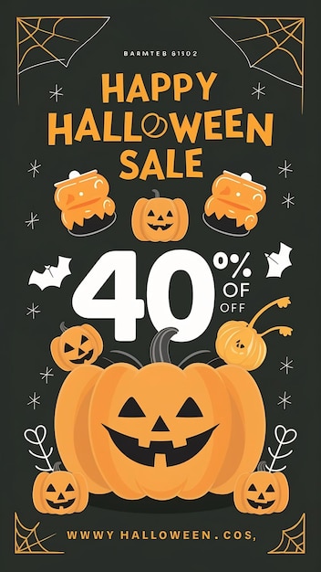 Photo happy halloween sale 40 pc off banner template cartoon style