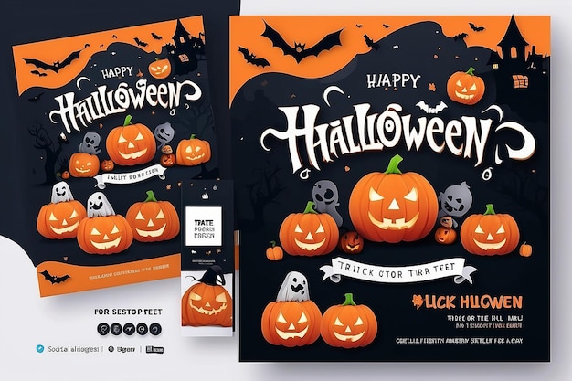 Photo happy halloween social media post design trick or treat social media template