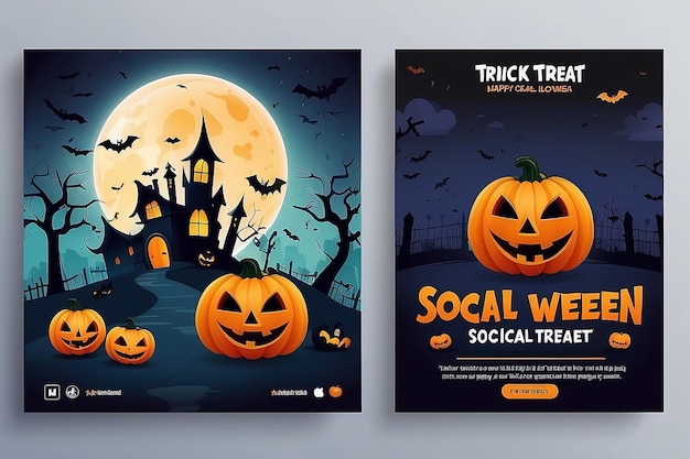 Photo happy halloween social media post design trick or treat social media template