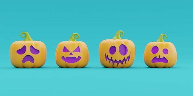 Happy Halloween with JackoLantern pumpkins character traditional october holiday 3d rendering