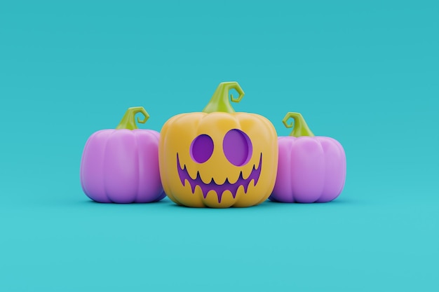 Happy Halloween with JackoLantern pumpkins character traditional october holiday 3d rendering