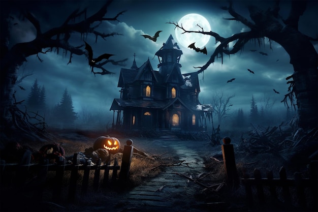 Happy Halloween with Pumpkins Spooky Celebration and Spooky Decorations Set the Haunted Scene