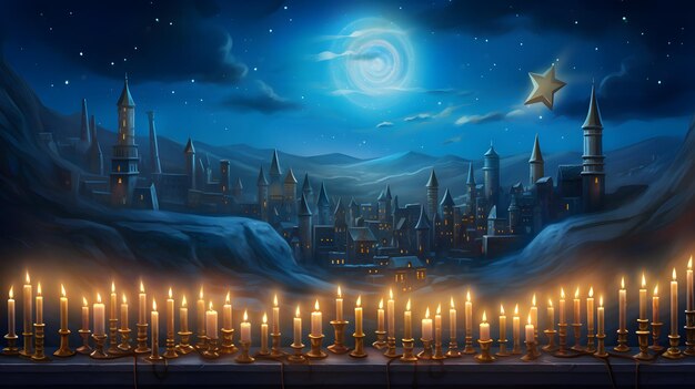 Happy Hanukkah background with candles Menorah