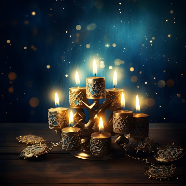 Happy Hanukkah background with candles Menorah