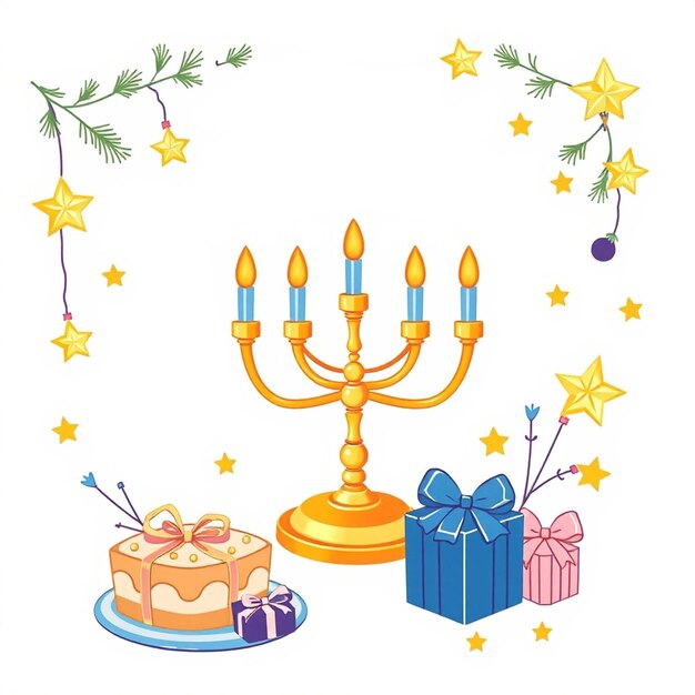 Photo happy hanukkah festive card concept of celebrating special ethnic holidays