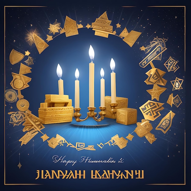 happy hanukkah jewish festival of lights background for greeting card invitation banner