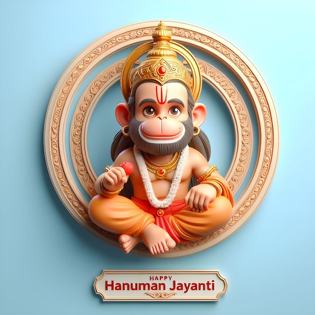 Photo happy hanuman jayanti traditional indian festival celebration background 3d wishes