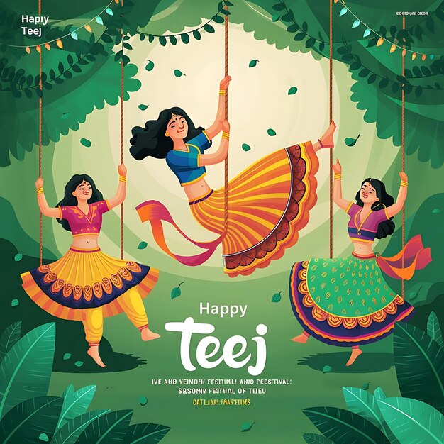 Photo happy hariyali teej indian festival card background