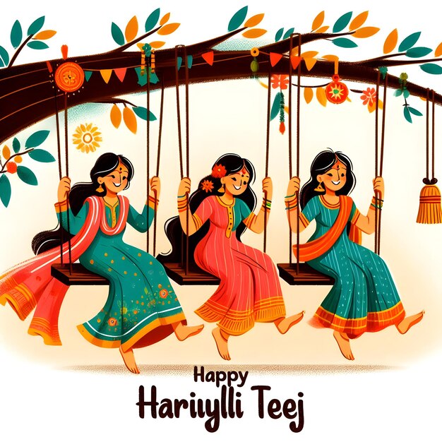 Photo happy hariyali teej indian festival with illustration free hindu festivals hinduism free image